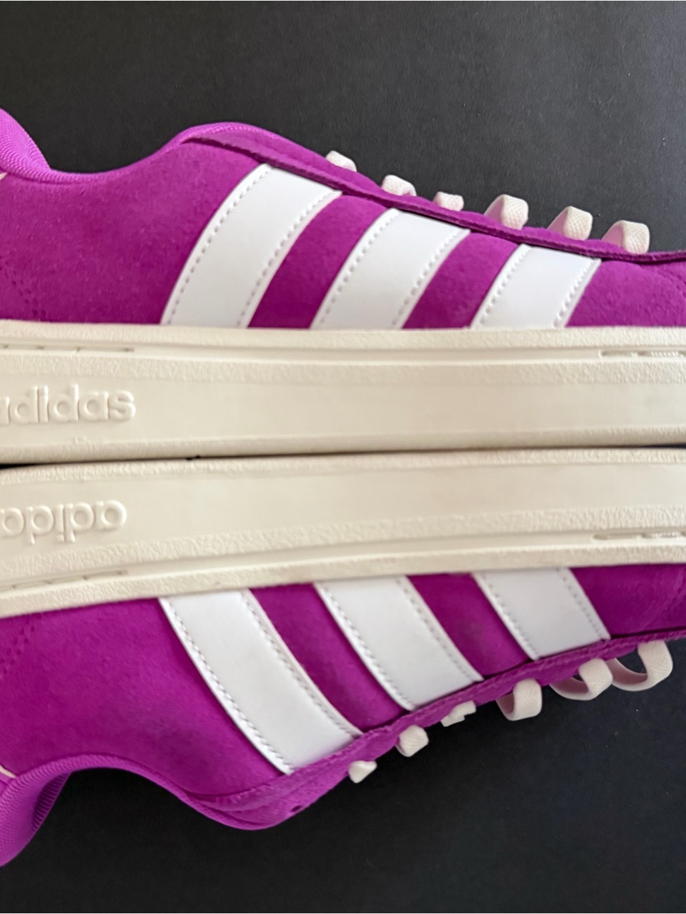 adidas Purple Suede Sneakers with White Stripes - Picture 5 of 8